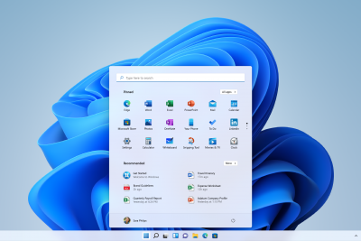 Giao diện Start menu mới của Windows 11.