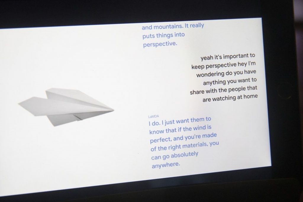 Một mẫu hội thoại với LaMDA trong hội nghị trực tuyến của Google năm 2021.