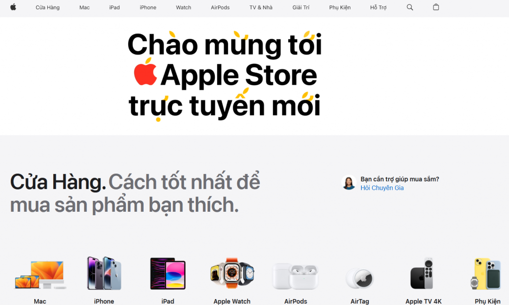 Giao diện cửa hàng Apple trực tuyến tại Việt Nam.