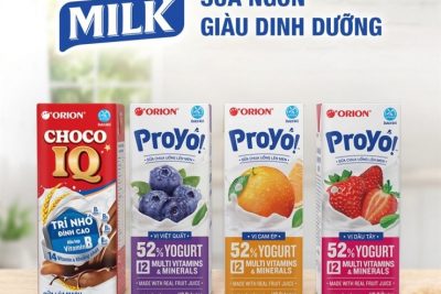 Hai sản phảm đầu tiên của Orion và Dutch Mill ở Việt Nam là sữa lúa mạch Choco IQ và sữa chua uống ProYo.