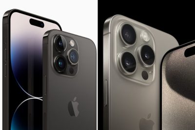 iPhone 14 Pro và Pro Max (trái), iPhone 15 Pro và Pro Max.